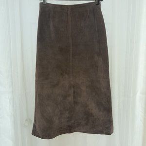 David Brooks Latte (Tan) Suede Midi Skirt